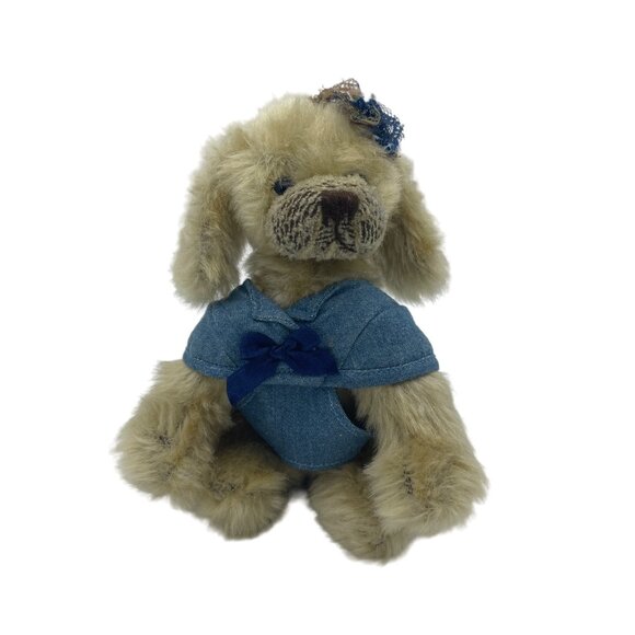 TY ATTIC TREASURE CAREY the Dog Retired Jointed Plush w/Lace Hat & Vest - Picture 1 of 7